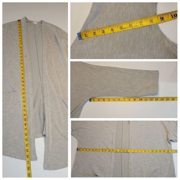 Donni Neutral Ribbed Knit Longline Open Style Cardigan Women's OSFA Minimalist - Picture 13 of 14